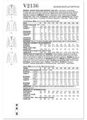 Vogue Patterns V2136 | Misses' Jacket with and without Collar | Back of Envelope