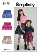 Simplicity S3175 | Simplicity Sewing Pattern Children's and Girls' Faux Smocking Skirts | Front of Envelope