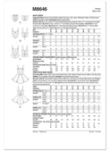 McCall's M8646 | McCall's Sewing Pattern Misses' Corsets | Back of Envelope