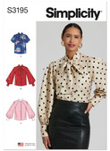 Simplicity S3195 | Simplicity Sewing Pattern Misses' Blouse with Detachable Tie and Sleeve Variations | Front of Envelope
