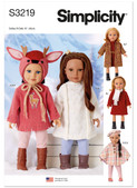 Simplicity S3219 | Simplicity Sewing Pattern 18" Doll Clothes | Front of Envelope