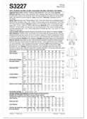 Simplicity S3227 | Simplicity Sewing Pattern Men's Continental Uniform Costumes | Back of Envelope