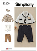 Simplicity S3208 | Simplicity Sewing Pattern Babies' Jacket, Pants in Two Lengths and Cap in S-M-L | Front of Envelope