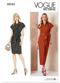Vogue Patterns V2151 | Vogue Patterns Misses' Shirtdress in Two Lengths and Sash | Front of Envelope