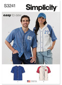 Simplicity S3241 | Simplicity Sewing Pattern Unisex Baseball Top | Front of Envelope