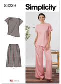 Simplicity S3239 | Simplicity Sewing Pattern Misses' and Women's Draped Asymmetrical Top and Pull-On Pants | Front of Envelope