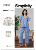 Simplicity S3240 | Simplicity Sewing Pattern Misses' Sleep Set | Front of Envelope