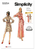Simplicity S3254 | Simplicity Sewing Pattern 1970s Misses' Shirtdress in Two Lengths | Front of Envelope