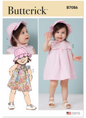 Butterick B7086 | Butterick Sewing Pattern Toddlers' Dresses, Panties and Hat | Front of Envelope
