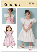 Butterick B7088 | Butterick Sewing Pattern Children's Dress in Two Lengths and Tie Belt | Front of Envelope