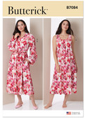 Butterick B7084 | Butterick Sewing Pattern Misses' Nightgown and Robe with Tie Belt | Front of Envelope