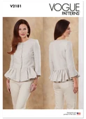Vogue Patterns V2181 | Vogue Patterns Misses' Peplum Jacket | Front of Envelope