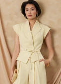 Vogue Patterns V2188 | Vogue Patterns Misses' Structured Top With Tie Belt, Shorts And Pants