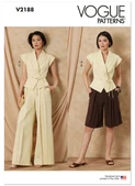 Vogue Patterns V2188 | Vogue Patterns Misses' Structured Top With Tie Belt, Shorts And Pants | Front of Envelope