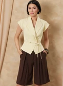 Vogue Patterns V2188 | Vogue Patterns Misses' Structured Top With Tie Belt, Shorts And Pants