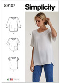 Simplicity S9107 | Misses' Tops with Sleeve & Length Variation | Front of Envelope