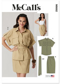 McCall's M8682 | McCall's Sewing Pattern Misses' Shirt with Belt and Wrap Skirt in Two Lengths | Front of Envelope