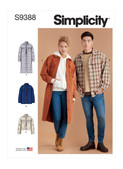 Simplicity S9388 | Unisex Shirt Jackets | Front of Envelope