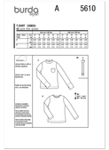 Burda Style BUR5610 | Burda Style Pattern 5610 Misses' Shirt | Back of Envelope