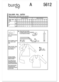 Burda Style BUR5612 | Burda Style Pattern 5612 Misses' Sweater | Back of Envelope