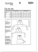 Burda Style BUR5664 | Burda Style Pattern 5664 Misses' Tops | Back of Envelope