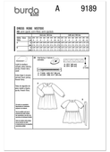 Burda Style BUR9189 | Burda Style Pattern 9189 Children's Dresses | Back of Envelope