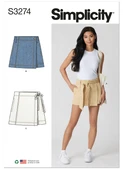 Simplicity S3274 | Simplicity Sewing Pattern Misses’ Wrap Front Skort with Tie Belt | Front of Envelope