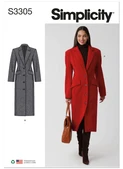 Simplicity S3305 | Simplicity Sewing Pattern Misses' Tailored Coat In Two Lengths | Front of Envelope