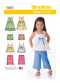 Simplicity S1451 | Toddlers' Dresses, Top, Cropped Pants and Shorts | Front of Envelope