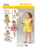 Simplicity S8099 | Toddlers' Romper and Button-on Skirt | Front of Envelope