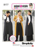 Simplicity S8177 | Mimi G Style Pants, Coat or Vest, and Knit Top for Miss and Plus Sizes | Front of Envelope