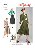 Simplicity S8462 | Misses' Vintage Blouse, Skirt and Lined Bolero | Front of Envelope