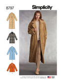 S8797 | Simplicity Sewing Pattern Misses' Loose-Fitting Lined Coat