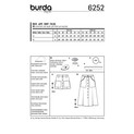 Burda Style BUR6252 | Misses' Skirts, Front Fastening, Mini or Midi Length with Pocket Variations | Back of Envelope