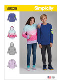 Simplicity S9028 | Girls' & Boys' Knit Tops with Hoodie | Front of Envelope