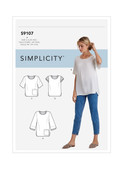 Simplicity S9107 | Misses' Tops with Sleeve & Length Variation | Front of Envelope