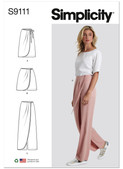 Simplicity S9111 | Misses' Faux Wrap Pants, Skirt & Shorts | Front of Envelope