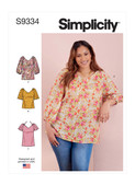 Simplicity S9334 | Misses' & Women's Tops in Two Lengths | Front of Envelope