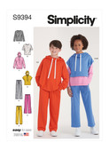 Simplicity S9394 | Boys' & Girls' Oversized Knit Hoodies, Pants and Tops | Front of Envelope