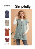 Simplicity S9374 | Misses' Knit Vests | Front of Envelope