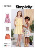 Simplicity S9560 | Children's and Girls' Dress, Top and Skirt | Front of Envelope
