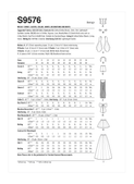 Simplicity S9576 | Corset, Sleeves, Collar, Shorts, Decorations and Skirts | Back of Envelope