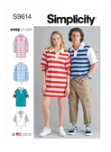 Simplicity S9614 | Teens', Misses' and Men's Shirts | Front of Envelope