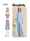 Simplicity S9612 | Misses' Tops, Pants and Shorts | Front of Envelope