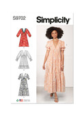 Simplicity S9702 | Misses' Empire Dress | Front of Envelope