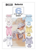 Butterick B4110 | Infants' Puff Sleeve Dresses, Panties, Jumpsuit and Hat | Front of Envelope