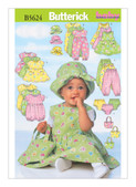 Butterick B5624 | Infants' Dress, Jumper, Romper, Jumpsuit, Panties, Hat and Bag | Front of Envelope