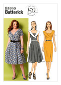 Butterick B5930 (Digital) | Misses'/Misses' Petite/Women's/Women's Petite Shawl Collar Dresses | Front of Envelope