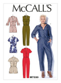 McCall's M7330 (Digital) | Misses' Button-Up Utility Jumpsuits and Rompers | Front of Envelope