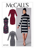 McCall's M7430 (Digital) | Misses' Knit Side-Panel Dresses with Yokes | Front of Envelope